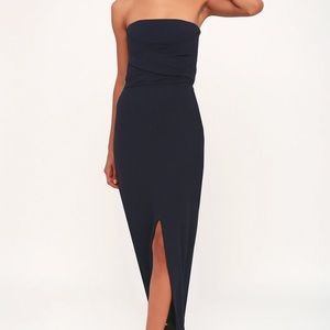Lulu’s - Own the Night Navy Blue Strapless Maxi Dress